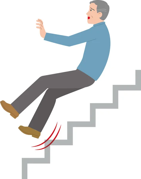 Un anciano que se resbaló en las escaleras. Ilustración vectorial . — Vector de stock