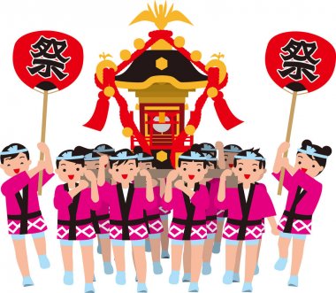 Çocuk tapınağı. Japon Festivali. Vektör malzemesi.