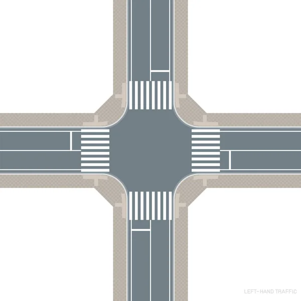 Imagen de una intersección de tráfico a la izquierda. Material vectorial . — Vector de stock