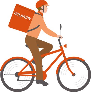 Teslimatçı elektrikli bisiklet kullanıyor.