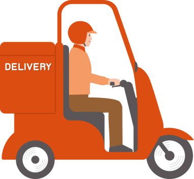 Teslimatçı üç tekerlekli bisiklet kullanıyor.