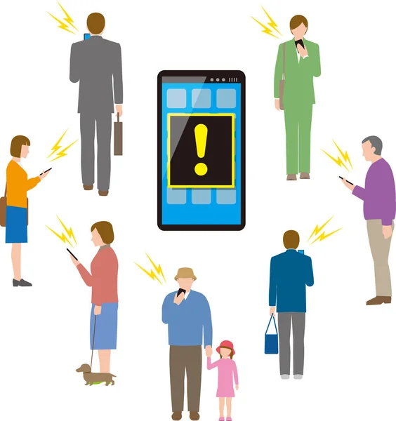 Menschen Beobachten Notfall Mails Auf Smartphones — Stockvektor