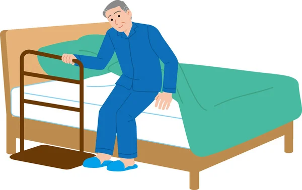 ベッドガードと高齢者 バリアフリー — ストックベクタ