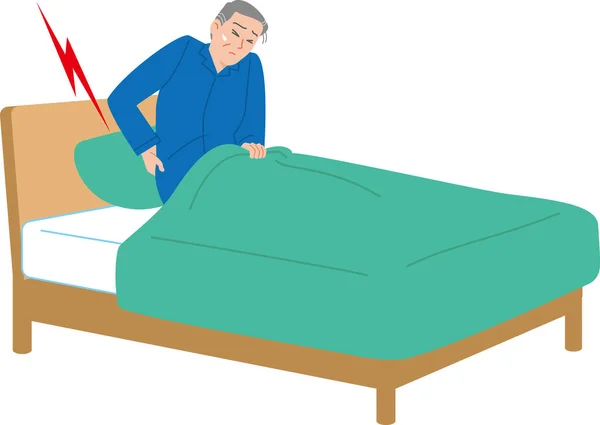 Bed Seniors Low Back Pain — Stock Vector
