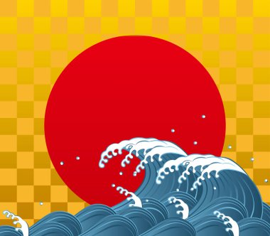 Japon tarzı. Dalgalar ve güneş.