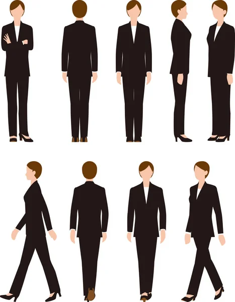 Illustration Corporelle Complète Une Femme Affaires Différents Mouvements — Image vectorielle