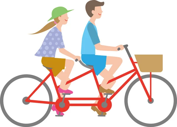 夫妻二人骑自行车 — 图库矢量图片