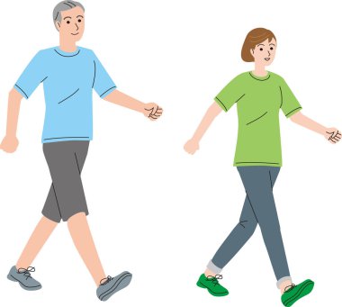 Orta yaşlı çift yürüyor