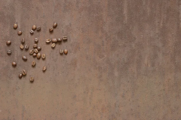 Grains Café Sur Rouillé Métal Rayé — Photo