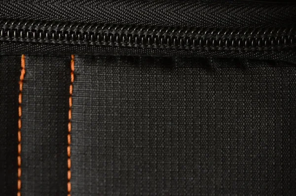 Texture Tissu Orange Cousu Polyester Noir — Photo