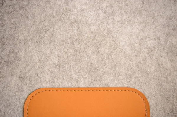 Texture Boîtier Feutre Blanc Avec Inserts Cuir Orange — Photo