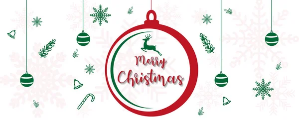 Merry Christmas Vector Illustration. Christmas Concept with Christmas Ornaments on White Background Banner