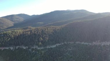 Aerial Mountain View near Kyrenia Cyprus Beautiful green mountains with green trees and clear blue sky