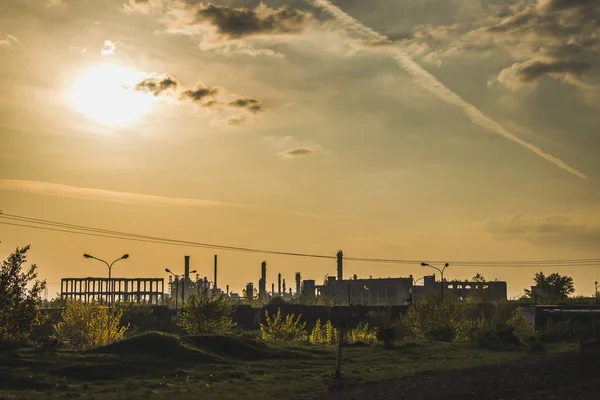 Une Sombre Scène Paysage Industriel — Photo