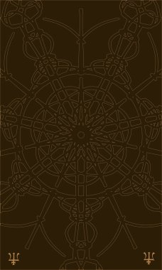 Tarot kartları arka tarafta. Neptün, okült desen