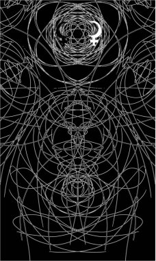 Tarot kartları arka tarafta. Selena, okült desen