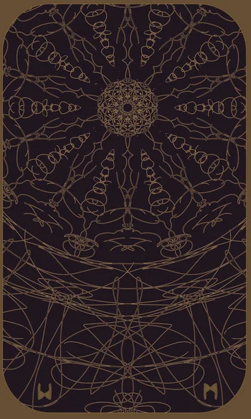 Tarot kartları arka tarafta. Runik semboller, okült desen