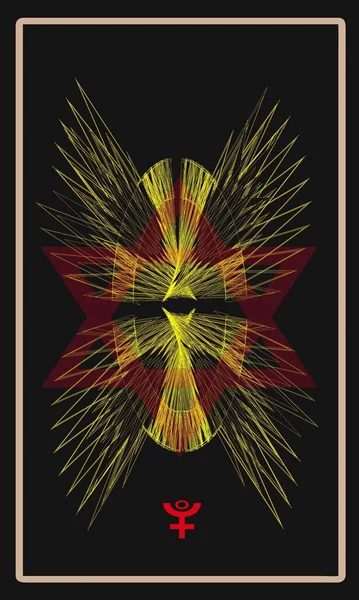 Tarjetas Del Tarot Diseño Posterior Hexagrama — Archivo Imágenes Vectoriales