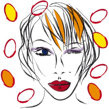 Bordo renkli ruj göz kırpan bir model.