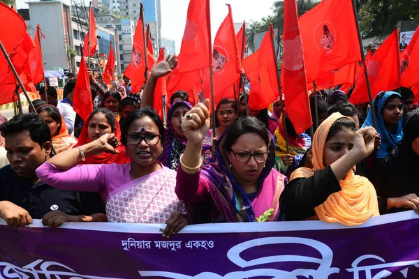 Bangladesi Nők Tartsa Plakátot Részt Vesznek Rali Nemzetközi Nőnap Igényes — Stock Fotó