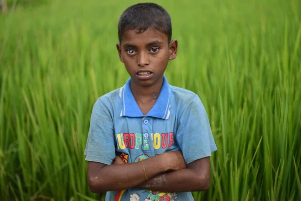 Yousuf Uma Criança Rohingya Posar Acampamento Improvisado Unchiprang Cox Bazar — Fotografia de Stock