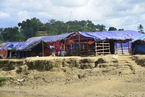 Rohingya Refugee Makeshift Camp Close Man Land Area Borders Myanmar — Stock Photo, Image