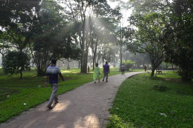 Bangladeş halkı, 11 Kasım 2016 'da Bangladeş' in Dhaka kentindeki Ramna Parkı 'nda sağlık için yürüyorlar.