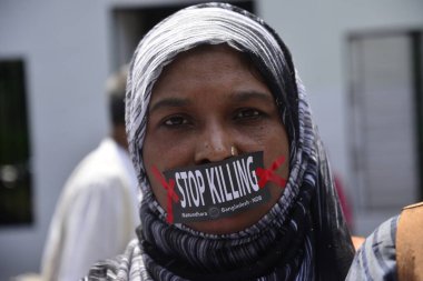 Bangladeshi peoples protest rally against violence on Rohingya people of Myanmar in front of National Press Club in Dhaka, Bangladesh. On September 08, 201 clipart