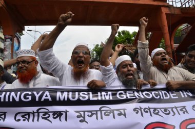 Bangladeshi Islamic party's activist held a protest rally against violence on Rohingya in Myanmar after Friday prayer in front of Baitul Mukarram Mosque in Dhaka, Bangladesh, on September 08, 2017 clipart
