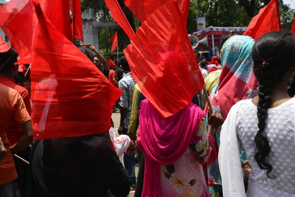 Bangladéšští Oděvní Pracovníci Další Dělnické Organizace Par Účastní Shromáždění Výročí — Stock fotografie