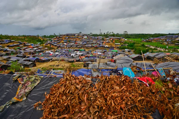 Una Vista General Del Campamento Improvisado Refugiados Rohingya Thengkhali Cox — Foto de Stock