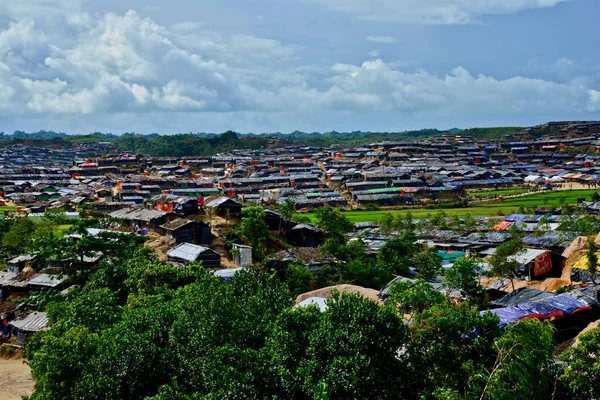 Una Vista General Del Campamento Improvisado Refugiados Rohingya Palongkhali Cox — Foto de Stock