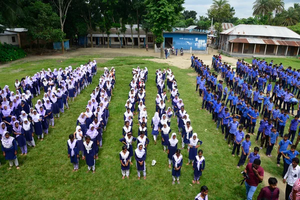 Bangladeshi School Students Stand Alignment School Ground Manikganj Dhaka Bangladesh — Stock Photo, Image