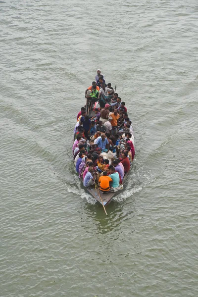 Village Peoples Travel Boat Flood Water Manikganj Dhaka Bangladesh August — Stock Photo, Image