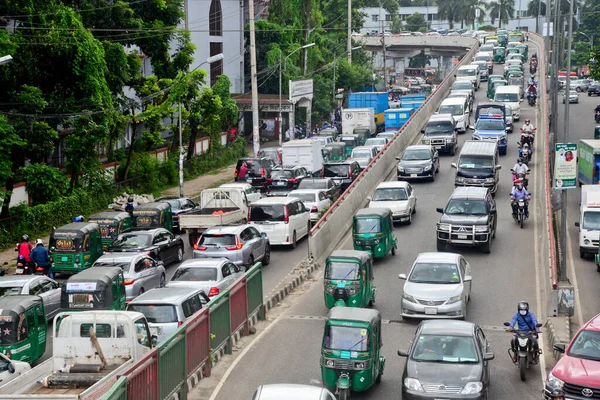 Les Navetteurs Traversent Embouteillage Lors Épidémie Coronavirus Dacca Bangladesh Août — Photo