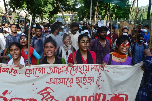 Aktivisté Studentské Unie Uspořádali Října 2020 Bangladéšském Dháce Proti Znásilnění — Stock fotografie