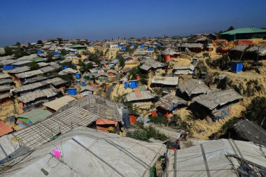 2 Şubat 2019 'da Ukhia, Cox' s Bazar, Bangladeş 'teki Balukhali rohingya mülteci kampının manzarası