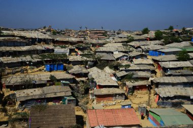 2 Şubat 2019 'da Ukhia, Cox' s Bazar, Bangladeş 'teki Balukhali rohingya mülteci kampının manzarası