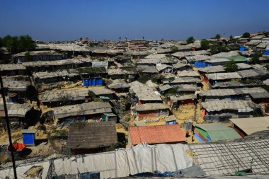 2 Şubat 2019 'da Ukhia, Cox' s Bazar, Bangladeş 'teki Balukhali rohingya mülteci kampının manzarası