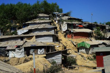 2 Şubat 2019 'da Ukhia, Cox' s Bazar, Bangladeş 'teki Balukhali rohingya mülteci kampının manzarası