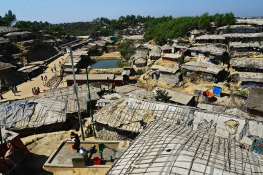 2 Şubat 2019 'da Ukhia, Cox' s Bazar, Bangladeş 'teki Balukhali rohingya mülteci kampının manzarası