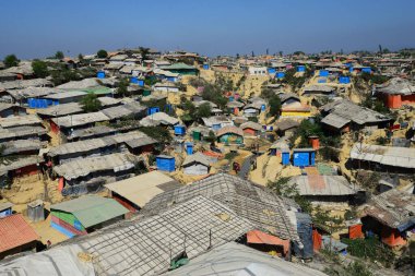 2 Şubat 2019 'da Ukhia, Cox' s Bazar, Bangladeş 'teki Balukhali rohingya mülteci kampının manzarası
