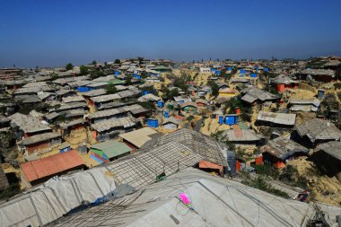 2 Şubat 2019 'da Ukhia, Cox' s Bazar, Bangladeş 'teki Balukhali rohingya mülteci kampının manzarası