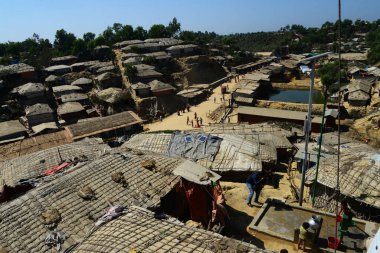 2 Şubat 2019 'da Ukhia, Cox' s Bazar, Bangladeş 'teki Balukhali rohingya mülteci kampının manzarası