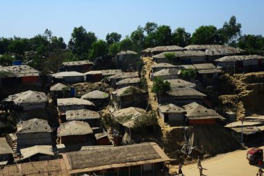 2 Şubat 2019 'da Ukhia, Cox' s Bazar, Bangladeş 'teki Balukhali rohingya mülteci kampının manzarası