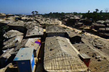 2 Şubat 2019 'da Ukhia, Cox' s Bazar, Bangladeş 'teki Balukhali rohingya mülteci kampının manzarası