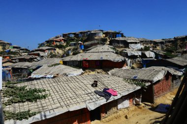 2 Şubat 2019 'da Ukhia, Cox' s Bazar, Bangladeş 'teki Balukhali rohingya mülteci kampının manzarası