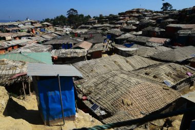 2 Şubat 2019 'da Ukhia, Cox' s Bazar, Bangladeş 'teki Balukhali rohingya mülteci kampının manzarası