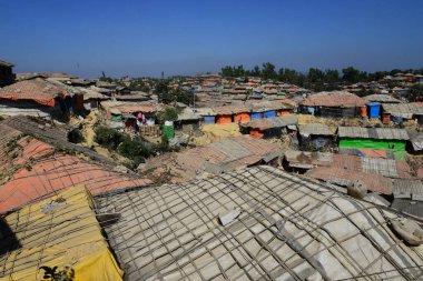 2 Şubat 2019 'da Ukhia, Cox' s Bazar, Bangladeş 'teki Balukhali rohingya mülteci kampının manzarası