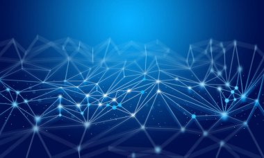 Fütüristik arka plan çokgen şekli ve mavi arka plana sahip dijital teknoloji kavramı